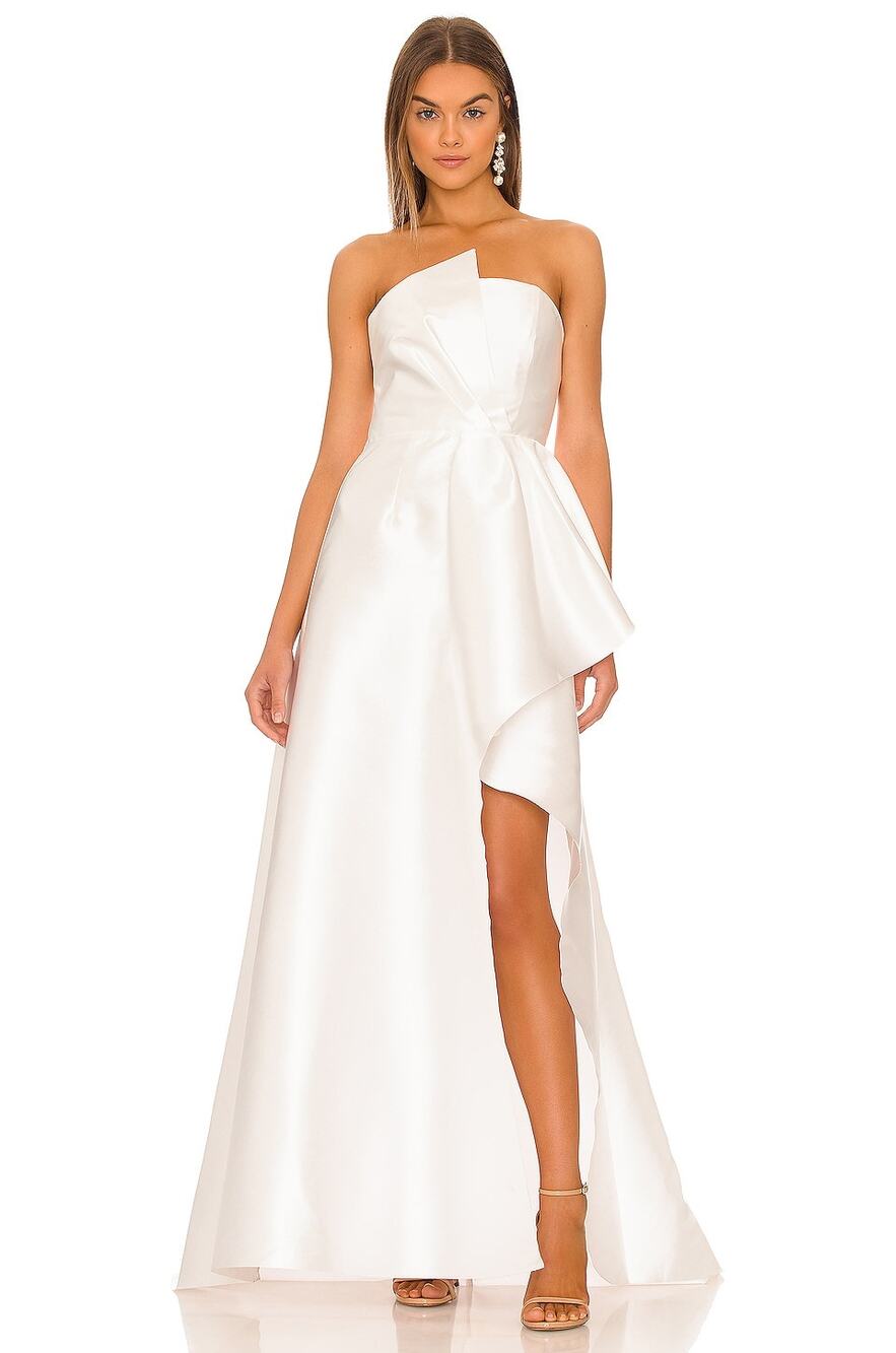 Elliatt Protea Gown Strapless Satin Asymmetrical Formal Party Wedding Bridal XS
